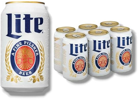 Miller Lite 6 x 355ml- Kalorienreduziertes Leichtbier als amerikanisches Pils mit 4,2% Vol.- Inklusive Haus der Biere Berlin Bierdeckel