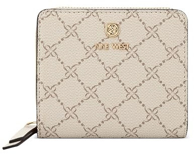 Nine West Damen Lockup 9s Small Zip Around Wallet etta, Tote, geldbörse, AVA, Tasche, Designer, Pilz-Logo, Milch