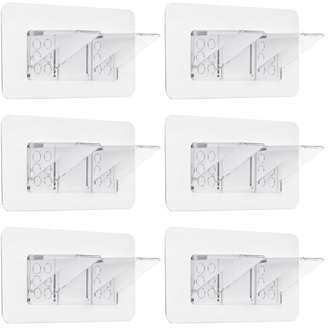 6 Pcs Große selbstklebende Regalwinkel, Doppelreihe verdickter Regalstützen, Klebehaken für Regale, Regalstützen ohne Bohren, Transparente Schrankbodenhalter