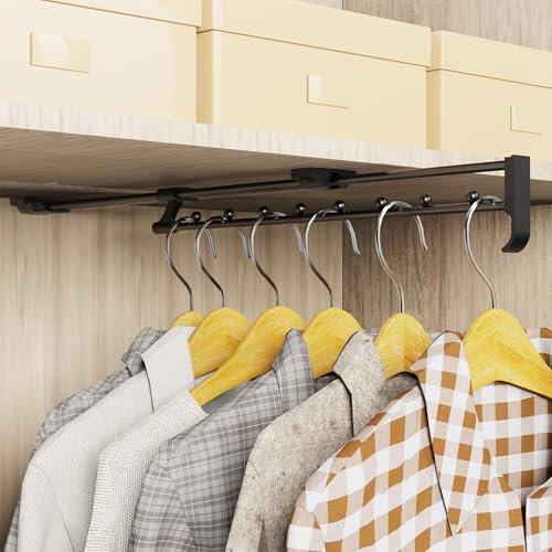 Reixuier Tringle de Penderie Extensible,Porte-Cintre Coulissant,Tringle Coulissante Placard RéGlable Longueur 45-82 CM cm CM,pour Les Armoires et Les Zones de Rangement (45 CM)