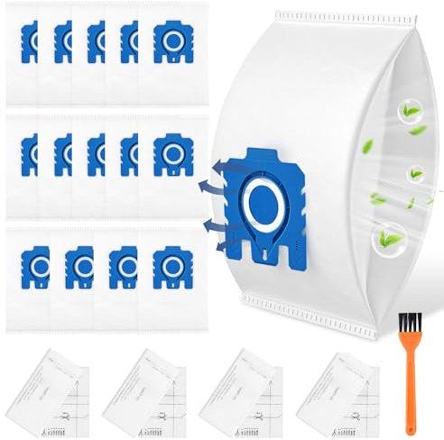 Paquete de 14 bolsas de aspiradora 3D Airclean Efficiency C3 para bolsas Miele Hoover, repuesto para bolsas de aspiradora Miele GN compatibles con Miele Complete C3, C1, C2, Classic C1, S227 S240 S270