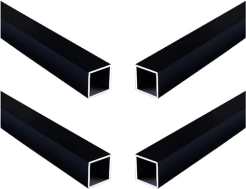 Coavoo Tubo quadrato in alluminio nero, tubo piatto in alluminio, 10 mm x 10 mm x 1 mm x 400 mm, materiale 6063, adatto per la costruzione e la decorazione