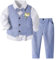 Volunboy Baby Jungen Anzug, Kinder Anzugweste Festliche Hochzeit Kleidung Bekleidung Set 4tlg (3-4 Jahre, Helle Blau, Größe 110)