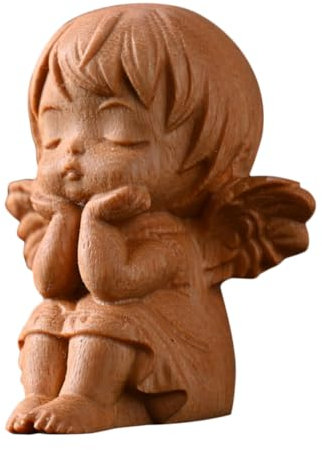 Toyvian Estatua De Ángel De Madera Mano Alas Decoración Religiosa para Jardín o Escritorio