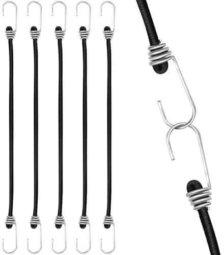 16 Stück Spanngummi mit Haken,Expander mit Haken 25cm, Expander Gummibänder mit Haken für Anhängerplane, Dachträger, Netze, Camping, Gepäck, Schwarz