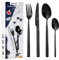 hecef Besteck Set Schwarz 16-teilig, Essbesteck Set für 4 Personen aus 18/0 Edelstahl mit Titanbeschichtung, Spülmaschinenfest and Rostfrei, Messer und Gabel Set mit Ergonomisches Design