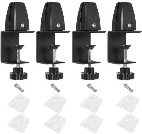 YOFAPA 4 Stück Schreibtisch Trennwand klemme, Verstellbare Aluminium Tischteilerklemmen, Abnehmbar & Verstellbare C-Klemmen Vier tütchen pro Sektion schützen für Büro, Privatanwendung, Schwarz