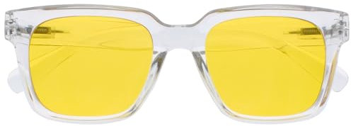 OPULIZE ERA Lunettes de soleil femme et homme - Verres Jaunes - Anti-éblouissement Anti-Reflet - Lunettes de soleil polarisées UV400 - Lunettes surdimensionnées - Transparent