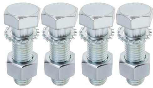 The Lord of the Tools 4 Pcs Boulons de Boule d'attelage M16 X 55 Mm avec écrous Haute Résistance Qualité 8.8 pour Barres Remorquage à Bride Standard