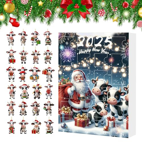 Adventskalender | 24 Tage Kuh Adventskalender - Lustige Cartoon Figuren Deko Für Kinder Und Erwachsene