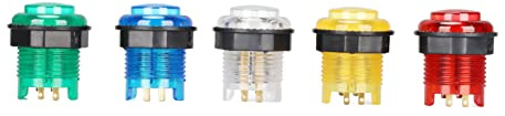 KIMISS 5 Botones Pulsadores Iluminados por LED con Opciones Multicolores para Juegos Mac S – Botones de Juego Resistentes a Altas Temperaturas, Fáciles de Instalar para Paneles de Madera y Metal (5V)