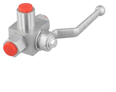 Hydraulischer 3-Wege-Hochdruck-Kugelhahn – für M14 x 1,5 bis M27 x 2, 500 bar (7250 PSI) Arbeitsdruck, Kohlenstoffstahlkörper mit Gummiauskleidung, MA (für M14 x 1,5-DN6)