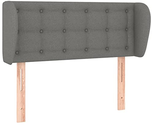 Foknhdi Bettkopfteil Dunkelgrau 83x23x78/88 cm, höhenverstellbar, Stoff/Lärche, modern f. Doppel-/Boxspringbett