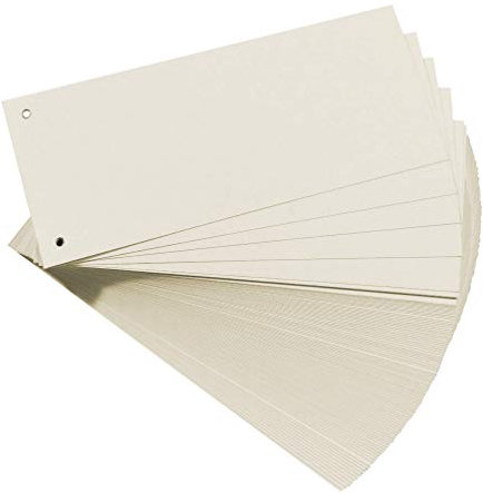 Original Falken 100er Pack Karton-Trennstreifen. Made in Germany. 10,5 x 24 cm weiß Trennlaschen Trennblätter Ordner Register Blauer Engel