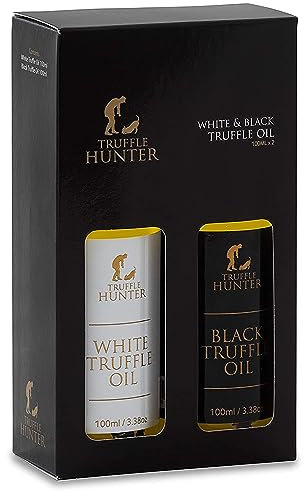 TruffleHunter - Schwarzes und Weißes Trüffelöl im Set - Natives Olivenöl extra zum Kochen & Würzen - 100 ml x 2