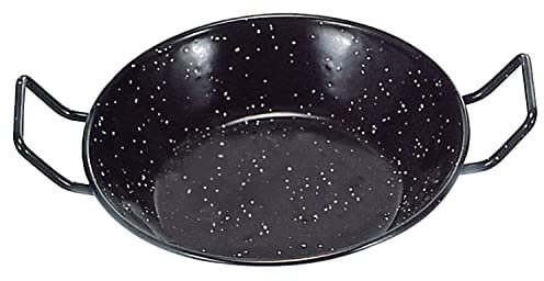 GARCIMA 5020005 Sartén Doble Honda con Asas Esmaltada 22 cm, Metal, Negro