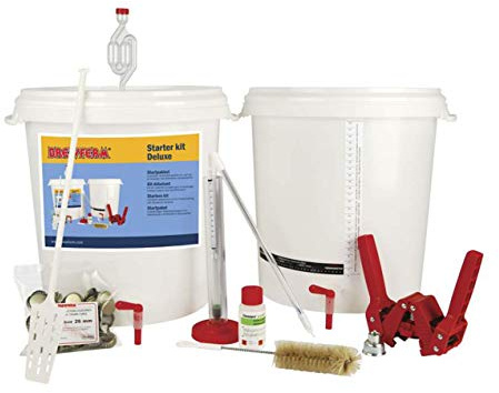 Brewferm Deluxe Starterset zum Bierbrauen aus Kits - Komplettes Anfänger Set mit 30 L Braueimer, 30 L Gäreimer, Emily Kronenverkorker, 100 Kronkorken, Abfüllrohr, Thermometer und Braupaddel