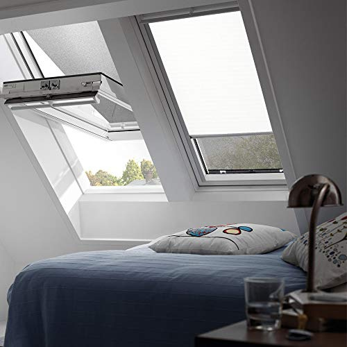 VELUX Original Verdunkelungsrollo DKU 206 1025 Für // GGU, GTU, GPU, GHU, GXU 206 // in Stofffarbe 1025 / Uni Weiß // Seitenschienen in Silber_9577