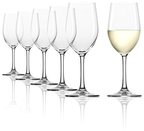 Stölzle Lausitz Weißweingläser Classic 6er-Set 305 ml – Weingläser ideal für leichte & mittelschwere Weiß- & Rotweine – Robuste Kristallgläser mit höchster Qualität aus Deutschland – Spülmaschinenfest