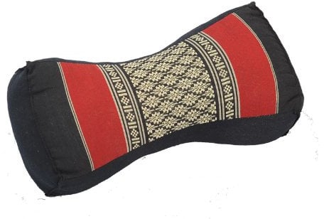 Handelsturm Thai Nackenkissen festes Kissen für Entspannung Massage und Meditation mit Füllung aus Kapok 30x15x10 cm schwarz & rot