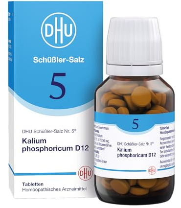 DHU Schüßler-Salz Nr. 5 Kalium phosphoricum D12, 200 St. Tabletten | Das Mineralsalz der Nerven und Psyche – das Original – umweltfreundlich im Arzneiglas