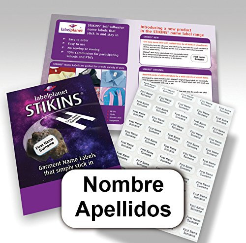 90 pegatinas personalizadas para marcar la ropa; STIKINS® Label Planet®; etiquetas para uniformes escolares y para ropa de niños; nuevas etiquetas adhesivas para el nombre; NO ES NECESARIO PLANCHARLAS