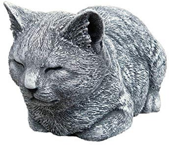 stoneandstyle Steinfigur Katze ruhend, massiver Steinguss, Frost- und wetterfest bis -30°C