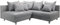 DELIFE Eckcouch Clovis Grau Flachgewebe Ottomane Rechts Ecksofa Modular