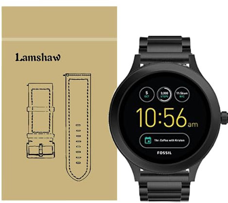 LvBu Armband Kompatibel mit Fossil Q Venture Gen 4, Classic Edelstahl Uhrenarmband für Fossil Q Venture Gen 4 / Fossil Q Venture Gen 3 Smartwatch (Schwarz)
