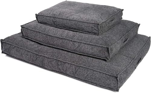 JAMAXX Premium Hundekissen Orthopädische Füllung, Waschbar Bezug aus Edlem Chinelle Stoff, Weiche Kompakte Füllung mit Visco-Schaumstoff-Flocken,65x50 (S), grau