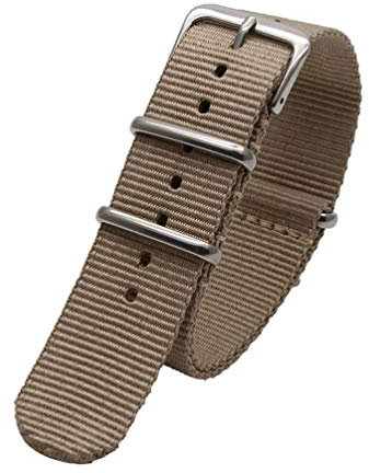 TikTako Sport-Uhrenarmband 18mm/20mm/22mm/24mm Nylon NATO Armband mit Edelstahl-Schnalle Gürtel Khaki, 24mm