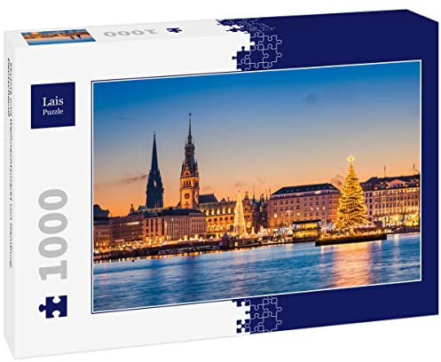 Lais Puzzle Skyline und Weihnachtsmarkt von Hamburg, Deutschland 1000 Teile