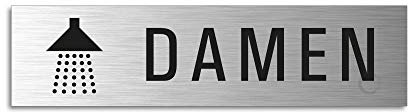 Türschild Dusche Damen Aluminiumschild Edelstahl-Optik 160 x 40 mm selbstklebend