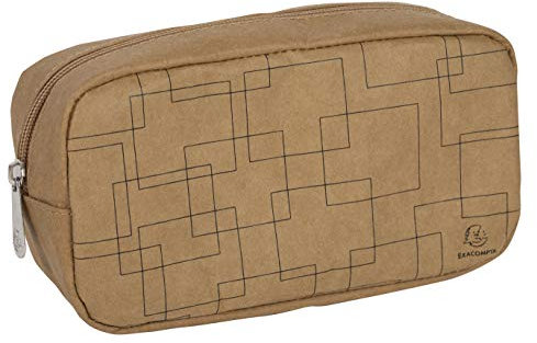 Exacompta 17670E Premium Etui Eterneco wasserabweisende Federtasche aus pflanzlichen und veganen Materialien ideale Federmappe für Schule, Uni und Arbeit Kunstlederoptik braun