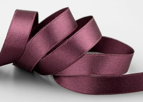25 m x 15 mm Satinband PFLAUME Lila (118) doppelseitiges Schleifenband aus Satin ohne Draht weich und glänzend Geschenkband Deko Band double face Dekoband Dekorieren Basteln