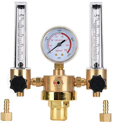 Argon Regler Doppel Co2 Durchflussmesser Gas Druckminderer G5/8 Außengewinde zum Schweißen Genaues Gasdosiersystem (Dual Flowmeter)