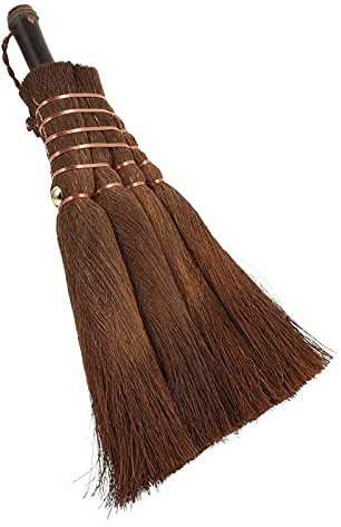 Hemoton Hand Broom Soft Natural Palm Bristles Small Whisk Broom Desk Cleaning Brush for Indoor Outdoor ( Light Brown )