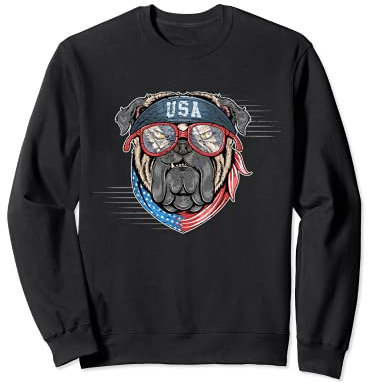 Bulldogge Amerikanische Flagge USA Bandana US Halstuch Sweatshirt