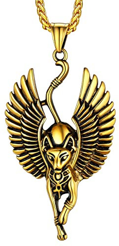 FaithHeart Vintag Ägyptischer Bastet Anhänger für Damen Herren goldener Ägyptischer Schmuck Bastet Katze Halskette für Weihnachten Geburtstag Muttertag