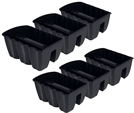 PAFEN 6X Blumenkasten Hängetopf - 39,5 x 28,5 x 20,5cm -Blumentopf Pflanztopf Balkontopf Geländertopf Geländerkasten, Anthrazit