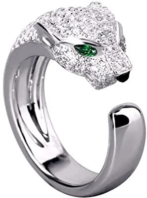 YINGQI 925 Sterling Silber Grüne Augen Leopard Ring Manschette Finger Gepflastert Zirkon Panther Tier Für Frauen Schmuck