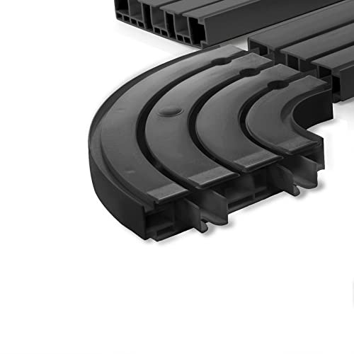 Seiletech.de GARDINENSCHIENEN und Rundbogen Set – 360cm – PVC – 3-läufig – schwarz – inkl. Befestigungsmaterial – 3,6m (4 x 90cm + 3 x Verbinder) – Gardinen Schiene Vorhangschienen