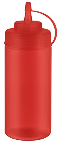 APS Quetschflasche, 6er Set Ø 7 cm, H: 20 cm, 490 ml Polyethylen, rot mit Schraubdeckel mit Verschlusskappe Einfüllöffnung: Ø 5,5 cm