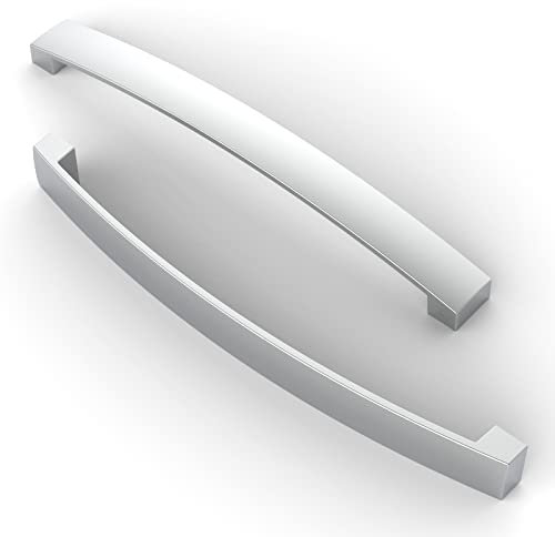 FURNIWARE 10 Pack Cabinet Handles, Hardware Drawer Pulls, Aluminum Kitchen Cabinet Door Handles Pull, Chrome-192mm(7.6 Inch) Hole Center