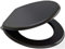 Marco Paul 18 Toilet Seat Universal Adjustable Fit Most Toilets Oval Seat with Hinges Parts Bathroom Standard Wooden MDF Family Quick Release Toilet Seats (Black)