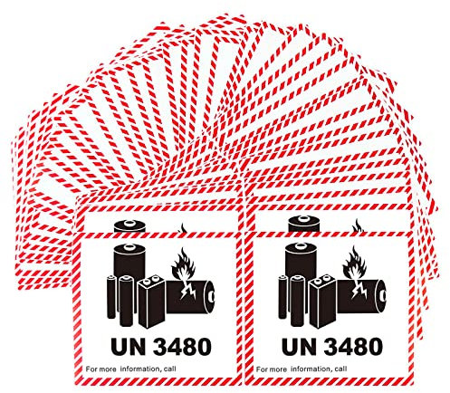PACK4YA UN3480 110 x 120 mm Lithium-Ionen-Akku Transport Warnhinweise selbstklebend 20 Aufkleber