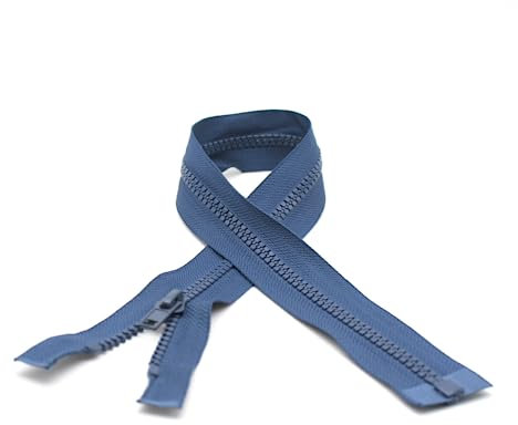 DOJA Barcelona | Cerniera Giubbotto Aperta | 10 Pz | 70cm | Numero 5 | Blu Acciaio | Chiusure Zip Giubbotto | Cerniera per Giubbotto da Cucire | Ricambi Cerniera Lampo Giacca, Pantalone, Borsa, Jeans