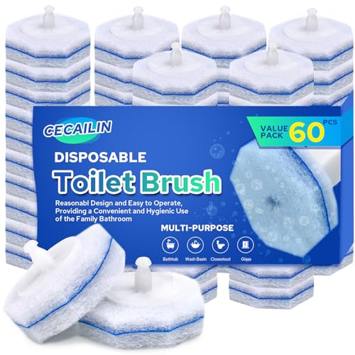 Cecailin 60pcs Toilet Bowl Cleaner Refills, Scrubber Pads Value Pack