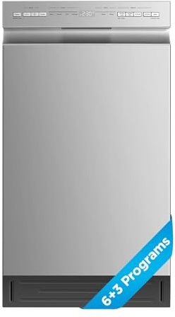 Midea 18 Inch Built-in Dishwasher, Slim Space-Saving Design with 8 Place Settings, 6 Washing Programs & Stainless Steel Tub, Energy Star Certified Dishwasher with Heated Dry & High Temp Wash, Silver