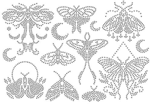 ORIGACH 12 Stück Motte Strassstein Bügeleisen auf Transfers Patches für Hemden Bling Crystal Motte Applikation Abziehbild Glitzer Kleidung Reparatur Dekoration für Kleidung Tasche Hosen Jeans Dekor